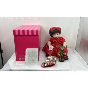 Marie Osmond Baby Annette Holiday Christmas Quite A Pair Doll Bear Stocking COA